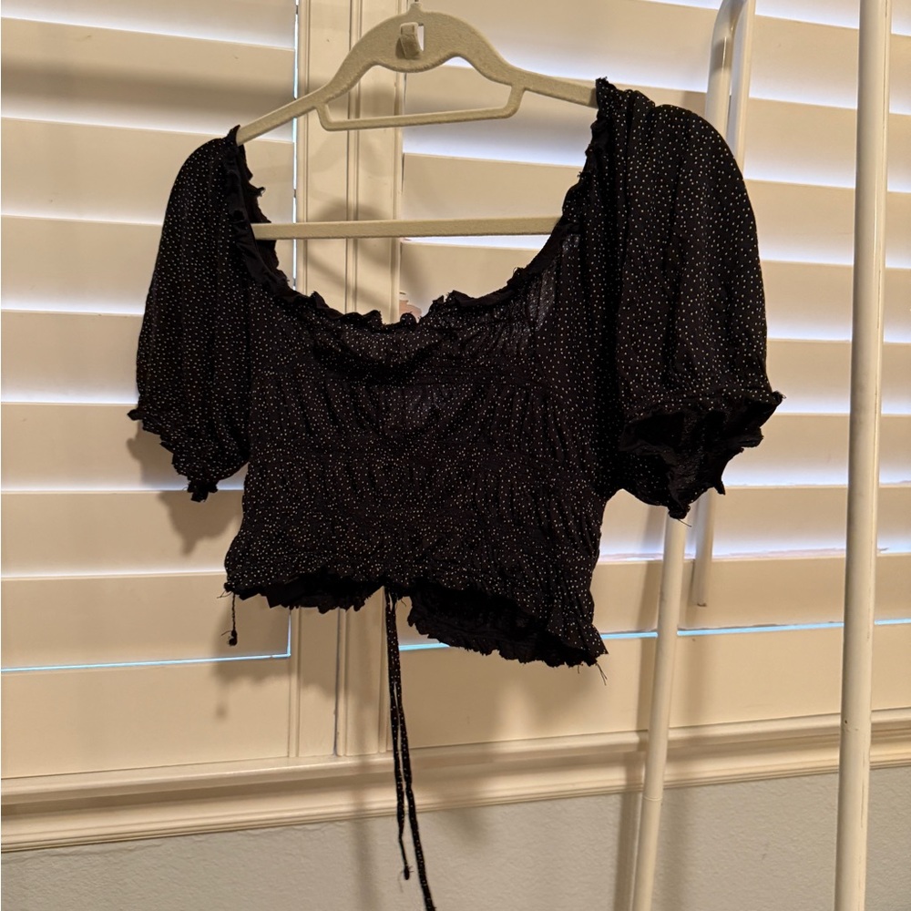 Urban Outfitters Black Dotted Crop Top